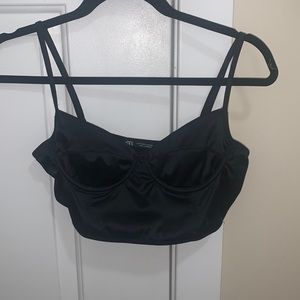 Zara cropped top. Silk material, black size medium but runs small.